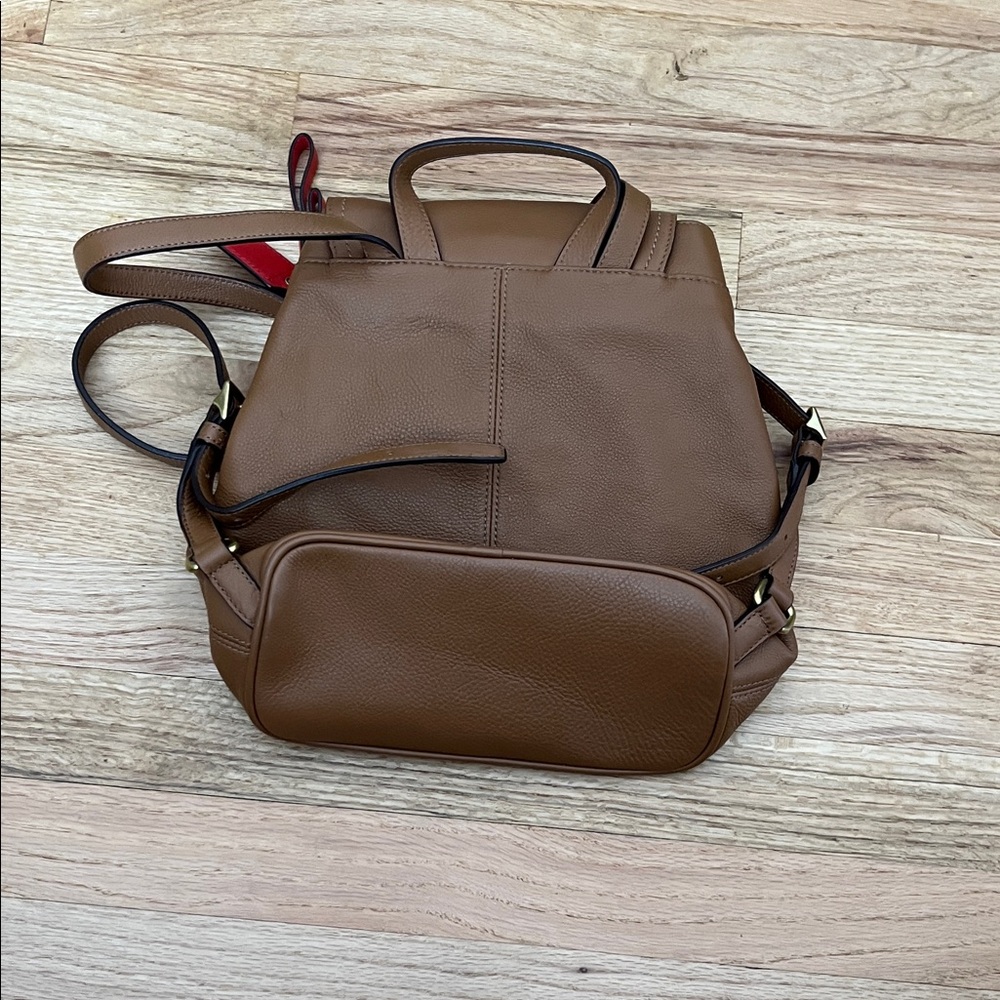 Coach Brown Leather Backpack with Red Accent - Picture 2 of 4